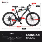 Okak 26IN Mountain Bike with 21 Speeds and Disc Brakes, Kids Dirt Bike with High-Carbon Steel Frame, Mens Bike for Adult & Teenagers