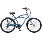 Okak 26IN Beach Cruiser Bike with 7 Speed System, Mens Bike with Front and Rear V brakes, Metal Frame Bicycle for Teens and Adults