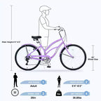 Okak 26IN Womens Bike with 7 Speed, Beach Cruiser Bike with Double V Brake and Cushion Saddle, Adult Bike for Commuting, Travel, Mountain