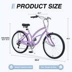 Okak 26IN Womens Bike with 7 Speed, Beach Cruiser Bike with Double V Brake and Cushion Saddle, Adult Bike for Commuting, Travel, Mountain