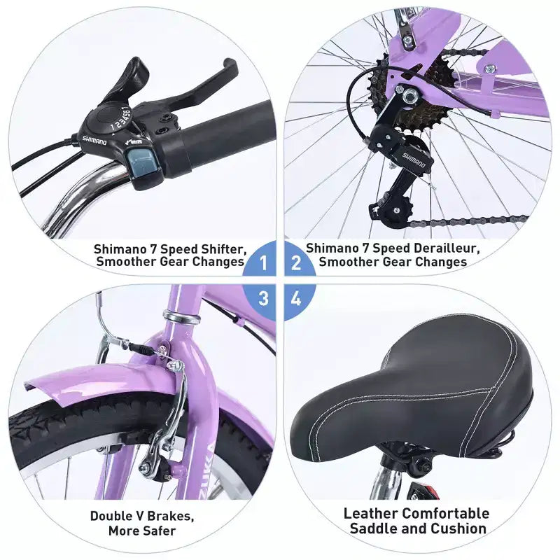 Okak 26IN Womens Bike with 7 Speed, Beach Cruiser Bike with Double V Brake and Cushion Saddle, Adult Bike for Commuting, Travel, Mountain