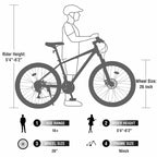 Okak 26IN Adult Bike with 24 Speed and Suspension Fork, Mountain Bike with KENDA Tires and Disk Brake, Fat Tire Bike for Men and Women
