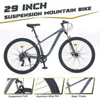 Okak 29IN Mountain Bike with 8 Speed System, Dirt Bike with Steel Frame and Front Suspension, Adult Bike for Men, Women, Boys and Girls