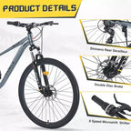 Okak 29IN Mountain Bike with 8 Speed System, Dirt Bike with Steel Frame and Front Suspension, Adult Bike for Men, Women, Boys and Girls