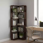 Homy Casa Étagère d'angle 6 niveaux en bois manufacturé, design d'angle peu encombrant pour salon, chambre et bureau