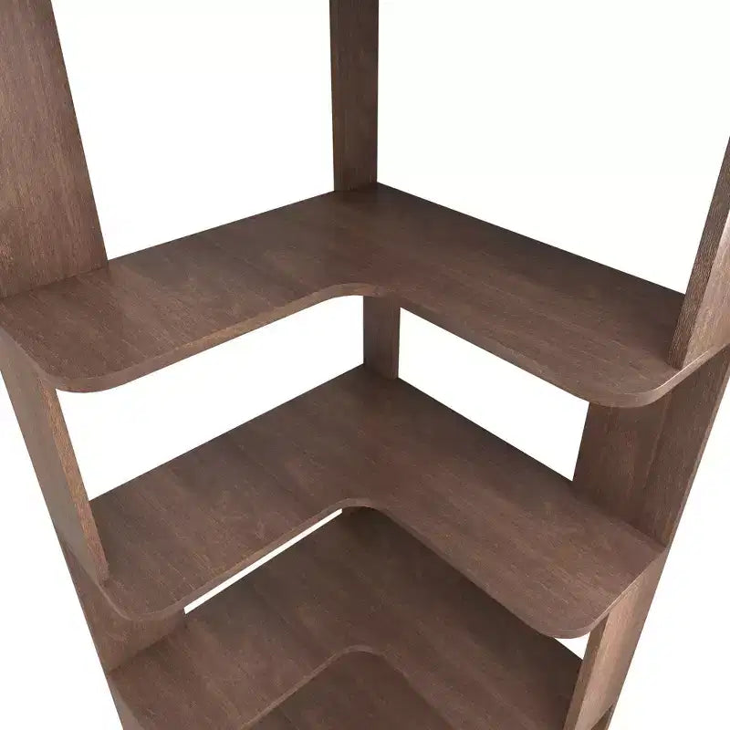 Homy Casa Étagère d'angle 6 niveaux en bois manufacturé, design d'angle peu encombrant pour salon, chambre et bureau