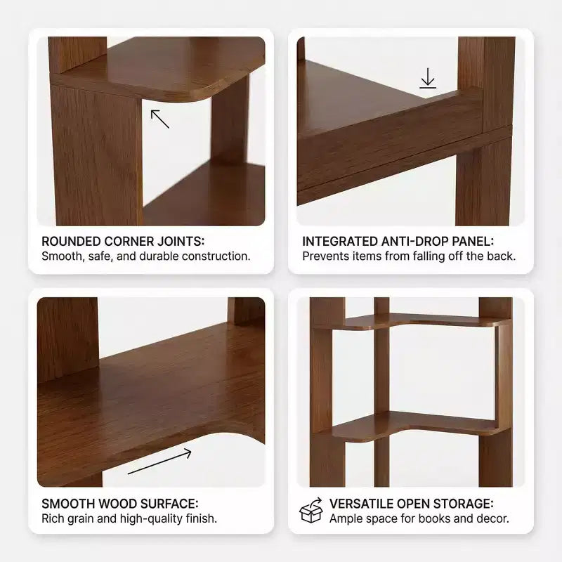 Homy Casa Étagère d'angle 6 niveaux en bois manufacturé, design d'angle peu encombrant pour salon, chambre et bureau