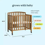 Mini-lit et lit jumeau portables pliables 3-en-1 daVinci Dylan
