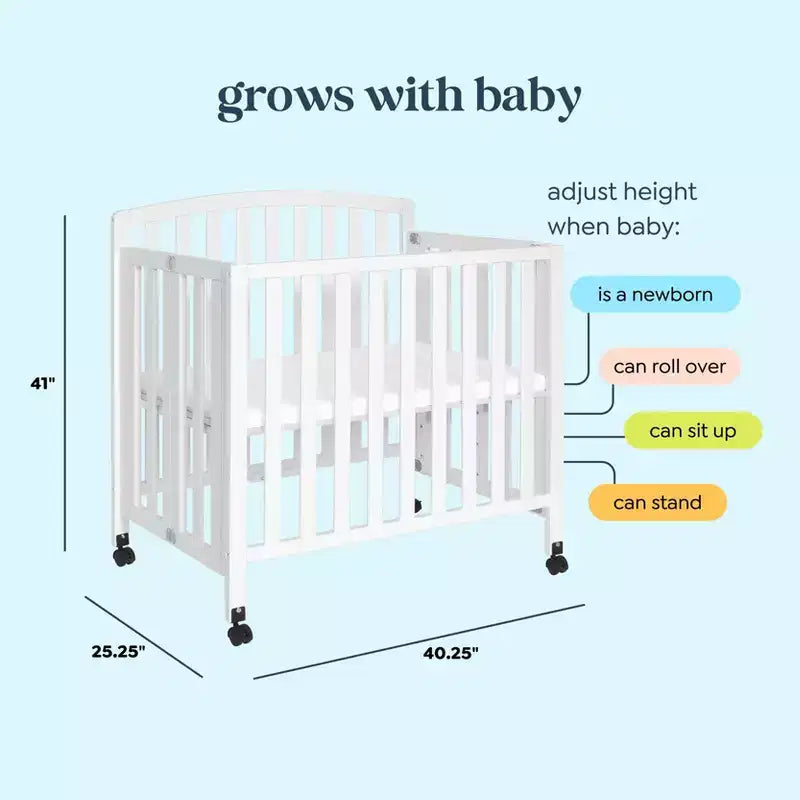 Mini-lit et lit jumeau portables pliables 3-en-1 daVinci Dylan