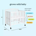 Mini-lit et lit jumeau portables pliables 3-en-1 daVinci Dylan