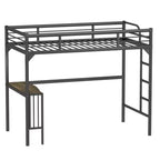 Bellemave Lit mezzanine double en métal avec bureau, échelle et garde-corps, bureau sous le lit, Noir