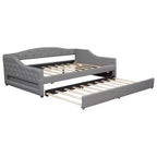 Lit gigogne Bellemave avec revêtement en tissu, taille double XL, avec bande LED et lit tiroir, gris