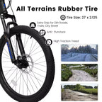 Okak 27.5IN Mountain Bike with Front and Rear Dual Shock Absorbers, 21-Speed Dirt Bike with Mechanical Disc Brake, Adult Bike for Men and Women