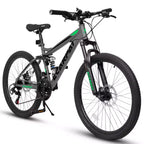 Okak 27.5IN Mountain Bike with Front and Rear Dual Shock Absorbers, 21-Speed Dirt Bike with Mechanical Disc Brake, Adult Bike for Men and Women
