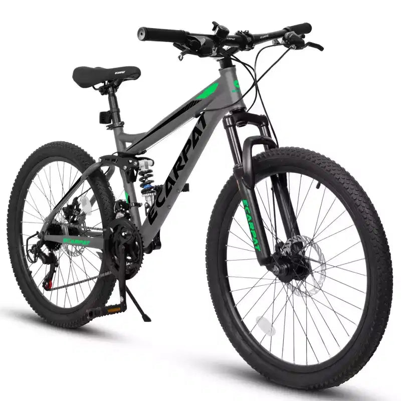 Okak 27.5IN Mountain Bike with Front and Rear Dual Shock Absorbers, 21-Speed Dirt Bike with Mechanical Disc Brake, Adult Bike for Men and Women