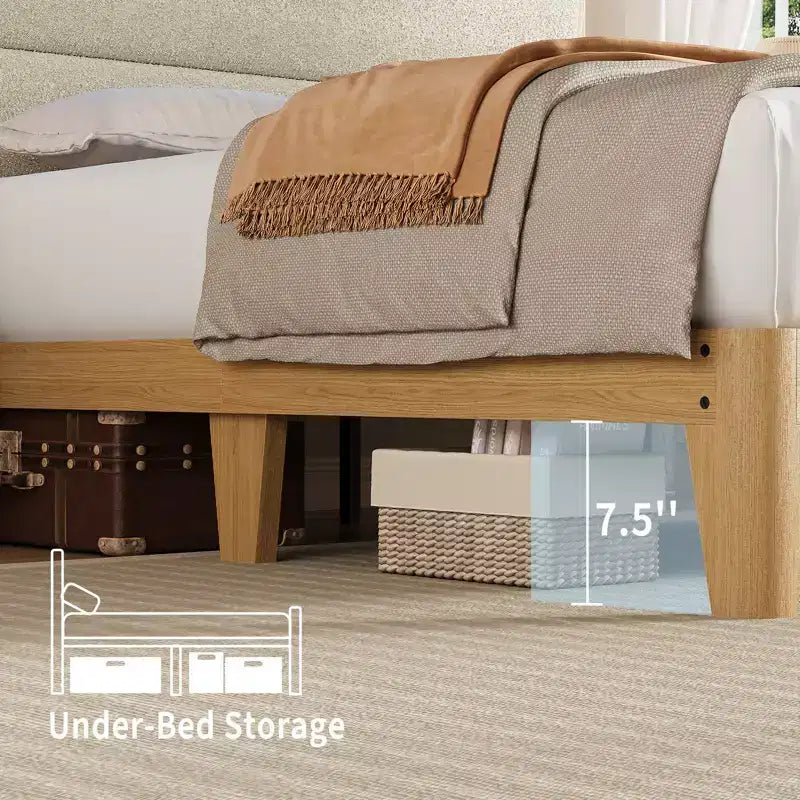 Cadre de lit COZONY avec lumières LED RGB et tête de lit de rangement à 2 niveaux, lit plateforme moderne pour chambre à coucher