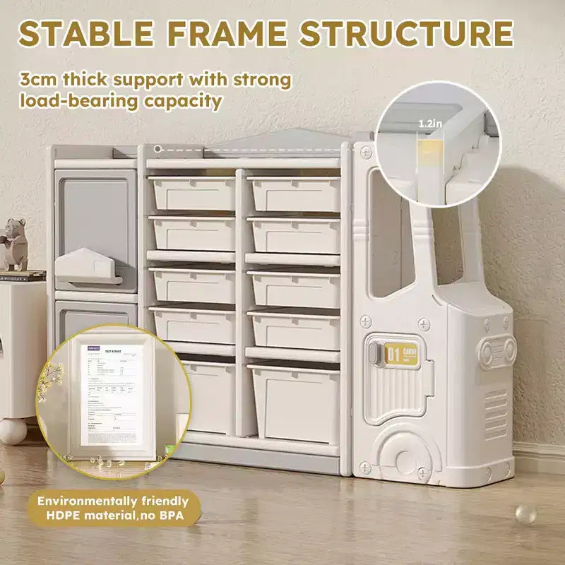 Whisen Childrens Toy Storage Cabinet, Safe, Easy-to-Clean & Versatile for Toys, Books & Clothes - Gray