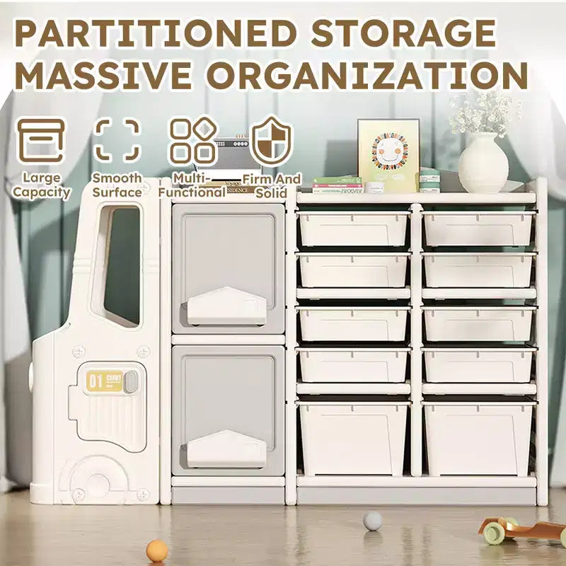 Whisen Childrens Toy Storage Cabinet, Safe, Easy-to-Clean & Versatile for Toys, Books & Clothes - Gray