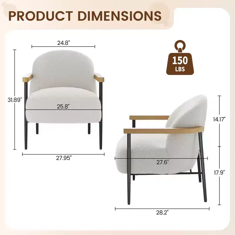 COZONY Mid-Century Modern Accent Chair, Comfortable Lounge Chair with Adjustable Feet, S-Spring Cushion for Living Room, Bedroom, Office