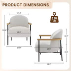 COZONY Mid-Century Modern Accent Chair, Comfortable Lounge Chair with Adjustable Feet, S-Spring Cushion for Living Room, Bedroom, Office