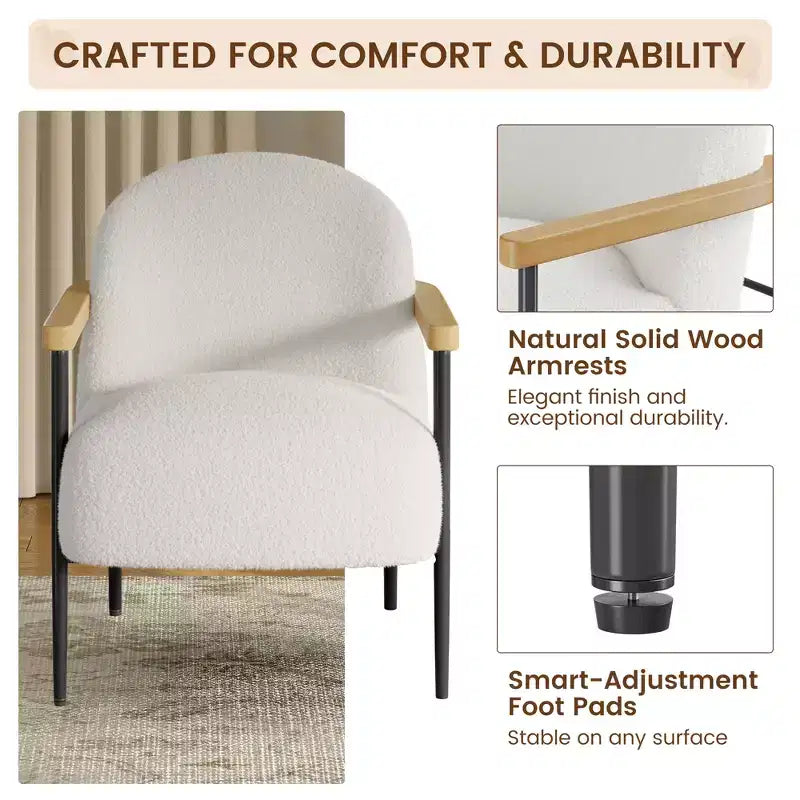 COZONY Mid-Century Modern Accent Chair, Comfortable Lounge Chair with Adjustable Feet, S-Spring Cushion for Living Room, Bedroom, Office