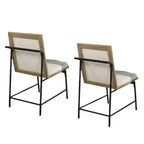 Lot de 2 chaises de salle à manger Royal Hampton, pieds en métal, hévéa chêne marron, polyester beige
