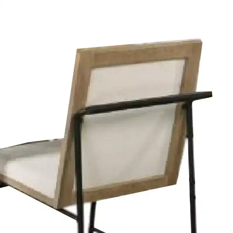 Lot de 2 chaises de salle à manger Royal Hampton, pieds en métal, hévéa chêne marron, polyester beige
