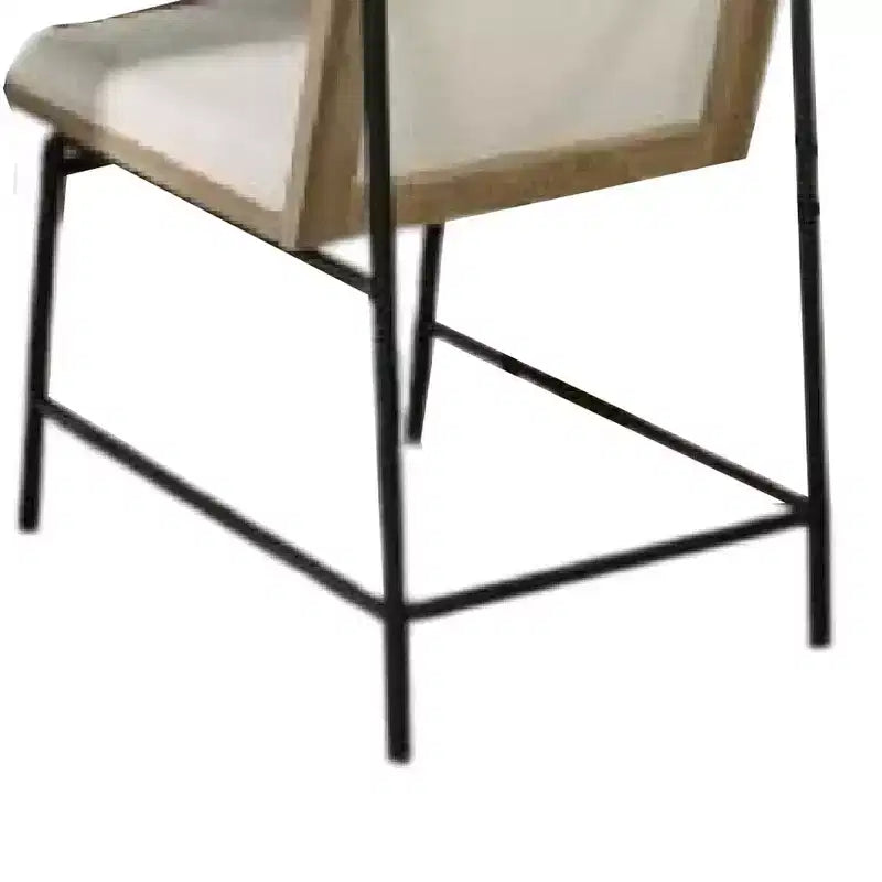 Lot de 2 chaises de salle à manger Royal Hampton, pieds en métal, hévéa chêne marron, polyester beige