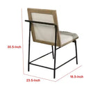 Lot de 2 chaises de salle à manger Royal Hampton, pieds en métal, hévéa chêne marron, polyester beige
