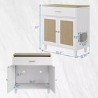 Tressage élégant en rotin, construction en panneaux de particules, intérieur spacieux d'armoire à chat en rotin et design élégant