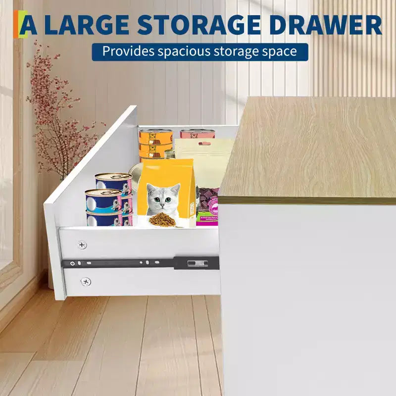Tressage élégant en rotin, construction en panneaux de particules, intérieur spacieux d'armoire à chat en rotin et design élégant