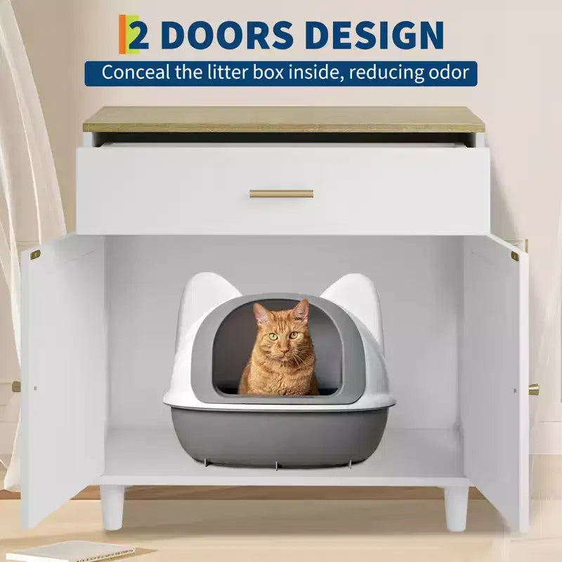 Tressage élégant en rotin, construction en panneaux de particules, intérieur spacieux d'armoire à chat en rotin et design élégant