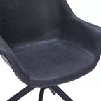 LeisureMod Markley Leather Dining Chair with 360-Degree Swivel Armchair and Powder-Coated Iron Legs Set of 2