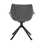 LeisureMod Markley Leather Dining Chair with 360-Degree Swivel Armchair and Powder-Coated Iron Legs Set of 2