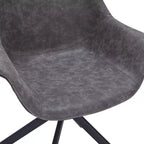 LeisureMod Markley Leather Dining Chair with 360-Degree Swivel Armchair and Powder-Coated Iron Legs Set of 2