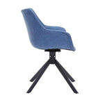 LeisureMod Markley Leather Dining Chair with 360-Degree Swivel Armchair and Powder-Coated Iron Legs Set of 2