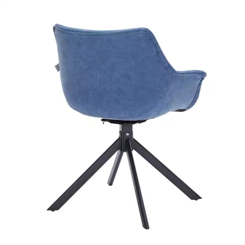 LeisureMod Markley Leather Dining Chair with 360-Degree Swivel Armchair and Powder-Coated Iron Legs Set of 2