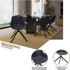 LeisureMod Markley Leather Dining Chair with 360-Degree Swivel Armchair and Powder-Coated Iron Legs Set of 2