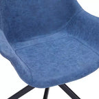 LeisureMod Markley Leather Dining Chair with 360-Degree Swivel Armchair and Powder-Coated Iron Legs Set of 2