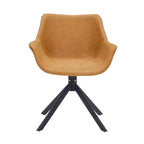 LeisureMod Markley Leather Dining Chair with 360-Degree Swivel Armchair and Powder-Coated Iron Legs Set of 2