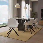LeisureMod Markley Leather Dining Chair with 360-Degree Swivel Armchair and Powder-Coated Iron Legs Set of 2