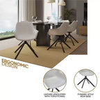 LeisureMod Markley Leather Dining Chair with 360-Degree Swivel Armchair and Powder-Coated Iron Legs Set of 2
