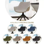 LeisureMod Markley Leather Dining Chair with 360-Degree Swivel Armchair and Powder-Coated Iron Legs Set of 2