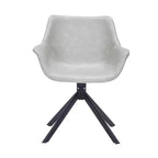 LeisureMod Markley Leather Dining Chair with 360-Degree Swivel Armchair and Powder-Coated Iron Legs Set of 2