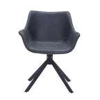 LeisureMod Markley Leather Dining Chair with 360-Degree Swivel Armchair and Powder-Coated Iron Legs Set of 2