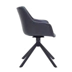 LeisureMod Markley Leather Dining Chair with 360-Degree Swivel Armchair and Powder-Coated Iron Legs Set of 2