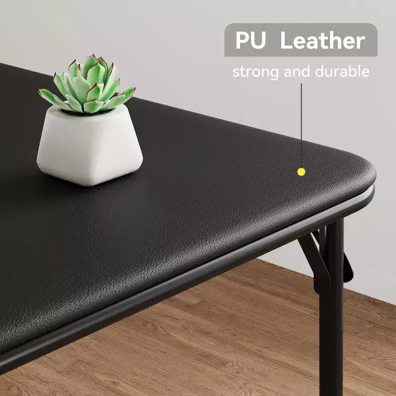 Table à manger pliable, table de jeu carrée portable de 84 cm, plateau rembourré en PU, idéale pour la famille, les fêtes, les pique-niques et les jeux.