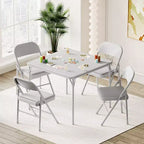 Table à manger pliable, table de jeu carrée portable de 84 cm, plateau rembourré en PU, idéale pour la famille, les fêtes, les pique-niques et les jeux.