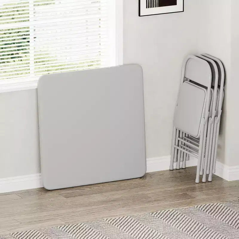 Table à manger pliable, table de jeu carrée portable de 84 cm, plateau rembourré en PU, idéale pour la famille, les fêtes, les pique-niques et les jeux.