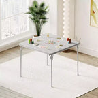 Table à manger pliable, table de jeu carrée portable de 84 cm, plateau rembourré en PU, idéale pour la famille, les fêtes, les pique-niques et les jeux.